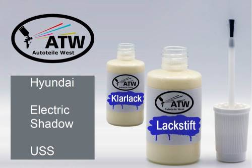 Hyundai, Electric Shadow, USS: 20ml Lackstift + 20ml Klarlack - Set, von ATW Autoteile West.